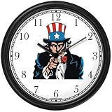 Uncle Sam Americana Wall Clock by WatchBuddy Timepieces (Black Frame)