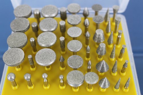 TEMO 50pcs Diamond coated grinder head lapidary glass burr