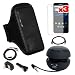 Premium Black Sport Armband Holder Case + 3 packs of Crystal Screen Protector + Black USB Home and Car Charger Adapter + Black Mini Hamburger Speaker + 3.5mm Audio Extension Cable 6 feet + RCA Cable 6 feet for LG G2x / Optimus 2x P999