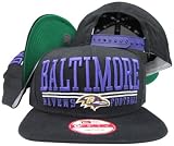 Baltimore Ravens Solid Black Two Bar Block Plastic Snapback Adjustable Plastic Snap Back Hat / Cap