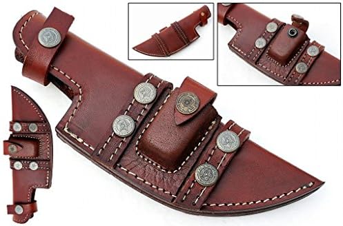 Custom Handmade Horizontal Left Hand Draw Tracker Knife Leather Sheath Brown S12