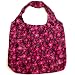 Eco-Friendly Reusable Foldable Shopping Tote Bag with Clip On Pouch - Hot Pink Floral Print