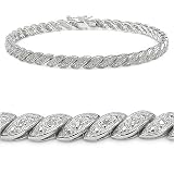 0.25 Carat Genuine Diamond Silver Bracelet