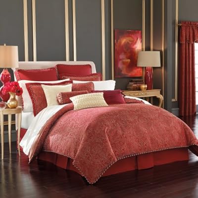 Lenox Waltz Queen Comforter Set, Red