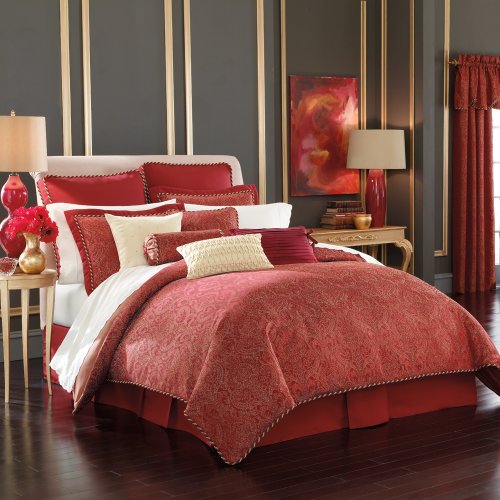 Lenox Waltz Queen Comforter Set, Red