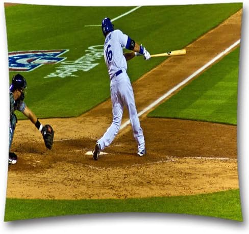 Art Sports Team Andre Ethier Dodgers Team Pattern Square Throw Pillow Covers for Couch and Bed,Ultra Soft Cotton Linen Pillowcase,Size:18x18 inches (45x45 cm) Sports Theme