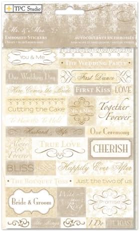 Mr. &amp; Mrs. Foil Embossed Stickers 4-1/2-Inch by 6-Inch Sheet