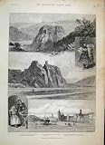 1889 SKETCHES IN BOHEMIA PILSEN PRAGUE OYBIN ELBE PRINT