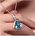 18k Gold Plated Swarovski Element Crystal Water Drop Pendant Necklace - Various Colors Detail (Sea Blue)