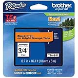 Brother Laminated Black on fluorescent Orange 3/4 Inch Tape - Retail Packaging (TZeB41) - Retail Packaging