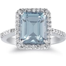 2.70 Carat Aquamarine and 0.28 Carat Diamond Ring by