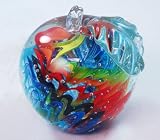Murano Design Rainbow Wavy Spiral Apple Paperweight PW-817