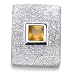 Sterling Silver Cubic Zirconia Rhodium Plated Sand BlastedPendant with Champagne Cubic Zirconia Center Stone.