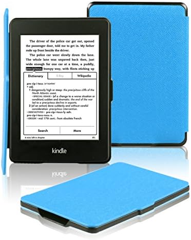 Tenper Kindle Paperwhite SmartShell Case - The Thinnest and Lightest Leather Cover for Amazon Kindle Paperwhite (Both 2012 and 2013 Versions with 6" Display and Built-in Light), Blue