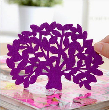 *Purple 6-Pack Modern Home Decor Felt Tree Shape Flat Coaster Cup Insulation Mat for Home dinning wedding party banquet design favor (pack of 6 - same color)