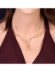 18kt Yellow Gold Diamond Pave Sapphire Gemstone Y-Necklace Fashion Jewelry