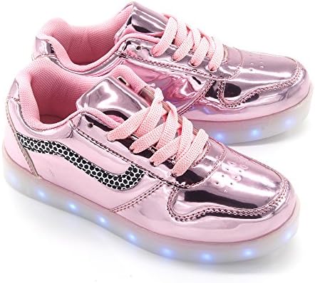Pink Kid Boy Girl Upgraded USB Charging LED Light Sport Shoes Flashing Sneakers 35
