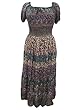 Empire Peasant Boho Maxi Gauzy Dress Floral Print Sun Dress Small