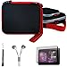 Black w/ Red Trim Ultimate Travel Organizer Hard Nylon Double Cover Carrying Cube Case For Samsung Galaxy Tab 10.1 inch Android Honeycomb Tablet (Compatible With All Version) + Includes a eBigValue (TM) Determination Hand Strap + Includes a Crystal Clear High Quality HD Noise Filter Ear buds Earphones Headphones ( 3.5mm Jack ) + Includes a Antil Glare Screen Protector