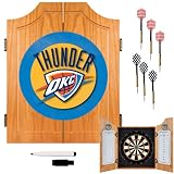 NBA7000-OCT - Oklahoma City Thunder NBA Wood Dart Cabinet Set