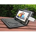 HDE 7" Tablet Stand with USB Keyboard - Black Faux Leather Carrying Case