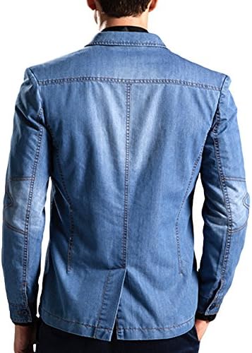 XXYY Men's Slim Fashion Single Breasted Dress 3 Button Suit Blazer Jean Jacket