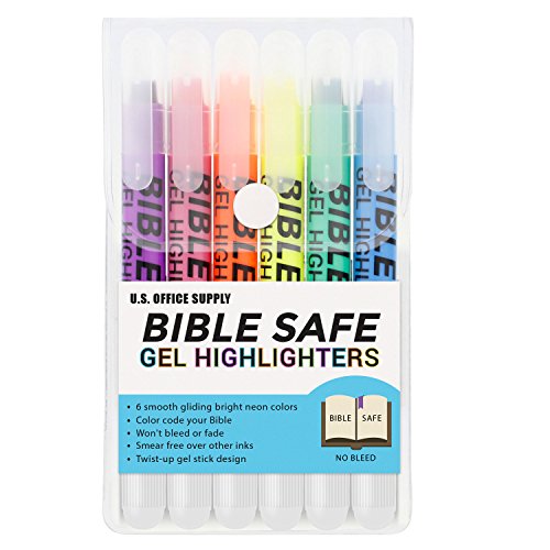 U.s. office supply bible safe gel highlighters - 6 bright neon hi…
