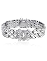 Sterling Silver and Diamond Accent Mesh Bracelet