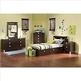 South Shore Cakao Kids Twin 4 Piece Bedroom Set with Bookcase Headboard in  ....
