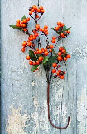 Artificial Short Stem Berry Spray in Orange - 20" Tall