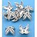 10 Sterling Silver Leaf End Cap Beads Jewelry Beading