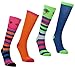(Pack of 4) Women's Tall Colorful and Patterned Novelty Knee High Socks