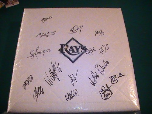 2010 TAMPA BAY RAYS TEAM SIGNED AUTOGRAPHED BASEBALL BASE EVAN LONGORIA , DAVID PRICE COA + PROOF PHOTO