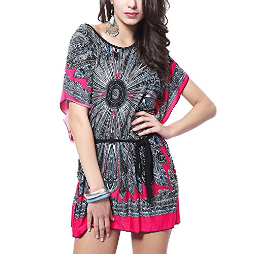 DJT Women's Batwing Sleeve Casual Tunic Dress Tops