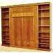 Wallbeds Transitional Oak Wallbed Series Transitional Oak Vertical Queen Murphy Bed and Pier Bookcases