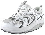 51%2BQ0Txp5OL. SL160  Skechers Womens Shape Up Power Pressed Fitness Walking Shoe,White/Charcoal,8.5 M US