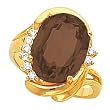14K Yellow Gold Smoky Quartz and Diamond Ring
