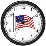 Flag of USA (US Flag) - American Theme Wall Clock by WatchBuddy Timepieces (Slate Blue Frame)