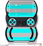 PSPgo Skin and Screen Protector Kit - Kearas Psycho Stripes Neon Teal and G ....