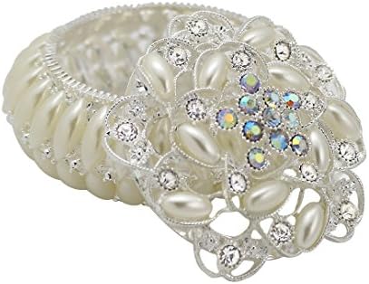 Bot Beautiful Pattern Alloy Studded Pewter Jewelry Trinket Box with Gift Box Valentines Gift (Flower)