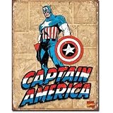 Captain America Tin Metal Sign : Retro Panels