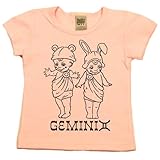 IMAGE OF Gemini on Short Sleeve Girly Cap Sleeve T-shirt, 6T, Light Pink