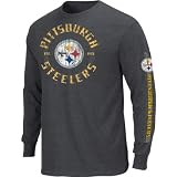 NFL Men's Pittsburgh Steelers Gridiron Tough III Long Sleeve Basic Tee (Charcoal Heather, Large)