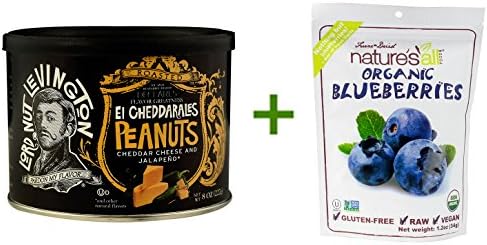 Lord Nut Levington El Cheddarales Peanuts Cheddar Cheese &amp; Jalapeno -- 8 oz, ( 4 PACK ), Nature's All Foods Organic Freeze-Dried Raw Blueberries -- 1.2 oz