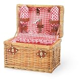 Picnic Time 215-32-300 Red Gingham Chardonnay Wine and Cheese Picnic Basket 2-person