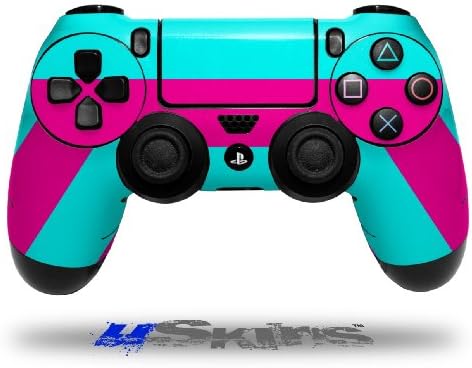 Psycho Stripes Neon Teal and Hot Pink - Decal Style Wrap Skin fits Sony PS4 Dualshock 4 Controller - CONTROLLER NOT INCLUDED