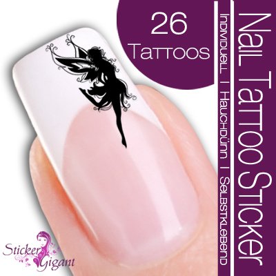Nail Tattoo Sticker Feen / Elfen - schwarz Preisvergleich
