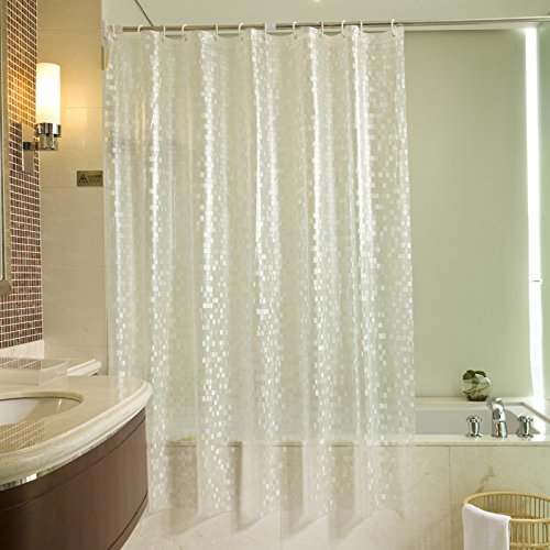 Sfoothome Eco-friendly 14 Gauge PVC Shower Curtains Mildew Resistant Waterproof ,Bathroom Curtain Liner, Mosaics Clear (71 Inch Wide 78 Inch Long )