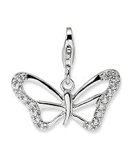 New Amore La Vita Sterling Silver CZ Butterfly Charm with Lobster Clasp
