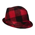 Men's Buffalo Plaid Fedora - Red